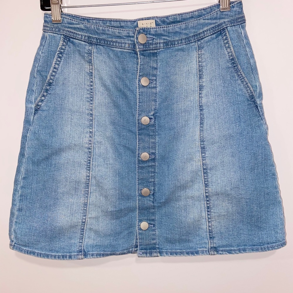 Denim Mini Skirt with Button Front